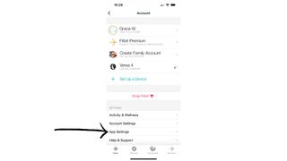 Display of where to find the App Settings option in the Fitbit app