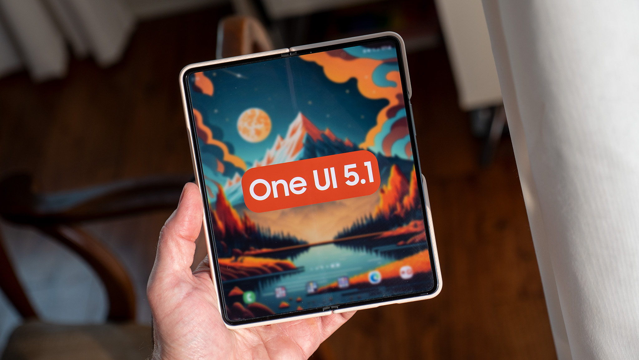 One UI 5.1 logo on a Samsung Galaxy Z Fold 4
