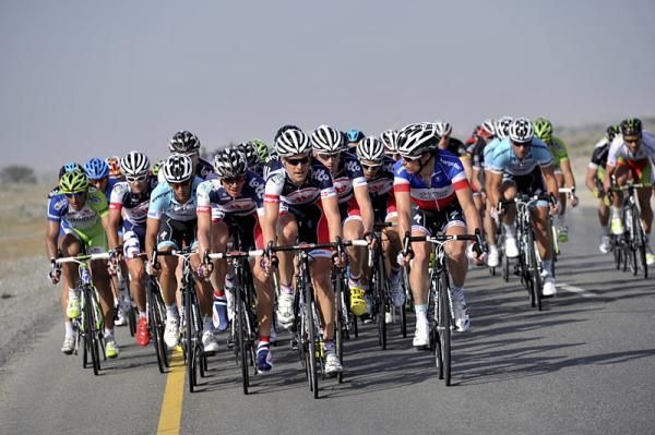 Lotto Belisol and Omega Pharma-QuickStep riders share the pace-making duties in the peloton.