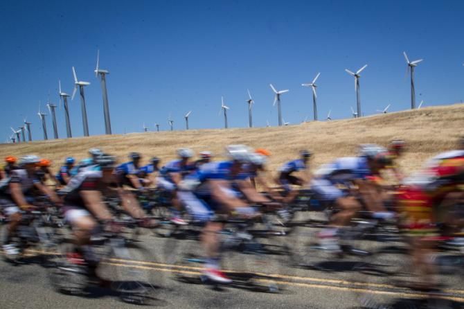 Cruising past a wind farm along the route.