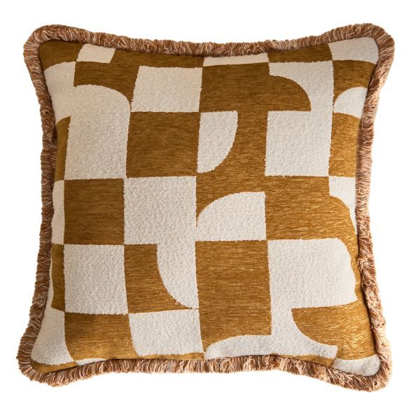 M&amp;amp;S, Chenille Geometric Jacquard Fringed Cushion