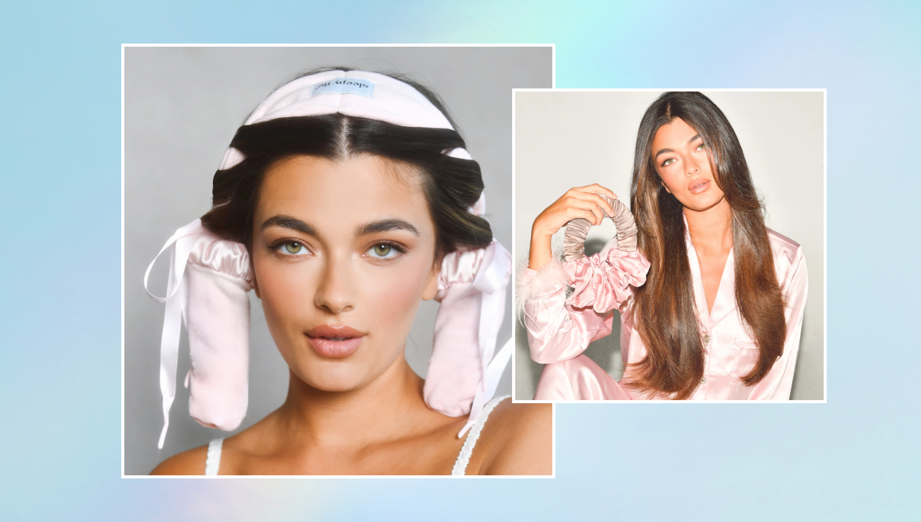 A model with her hair curled using the best heatless curlers.