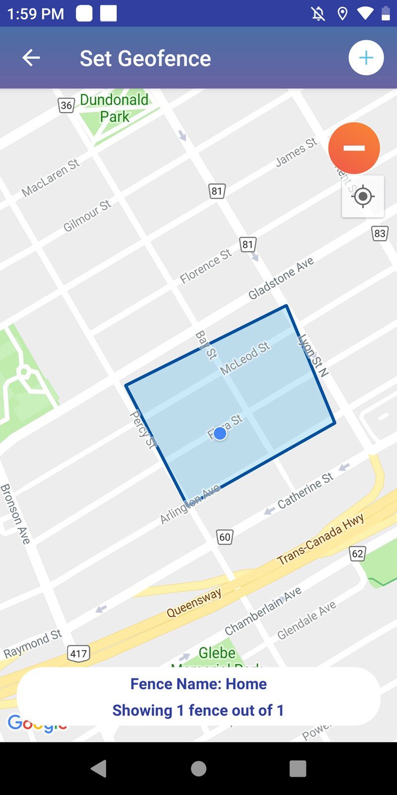Multiple points can designate complex geofence boundaries.