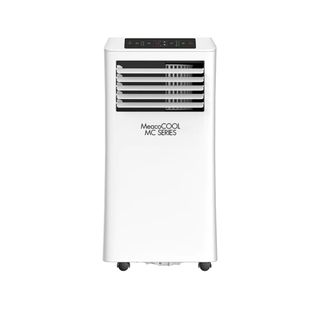 The white MeacoCool MC Series 7000BTU Portable Air Conditioner with black air vents on the front