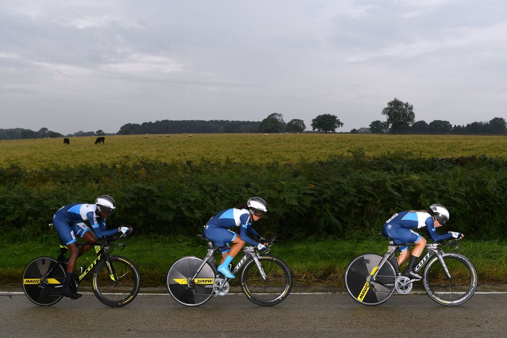 The UCI World Cycling Centre women on the course