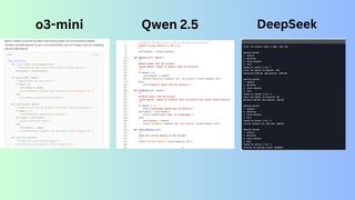 o3-mini vs. Qwen 2.5 vs. DeepSeek screenshot