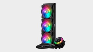 Лучший системы водяного охлаждения AIO 41 Cooler Master MasterLiquid ML360R AIO CPU-кулер на пустом фоне