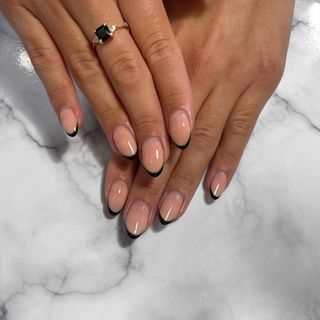 black micro french manicure