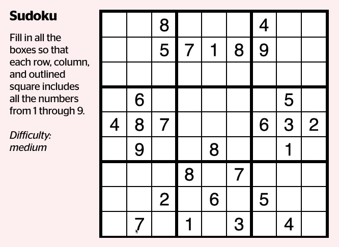 A sudoku puzzle.
