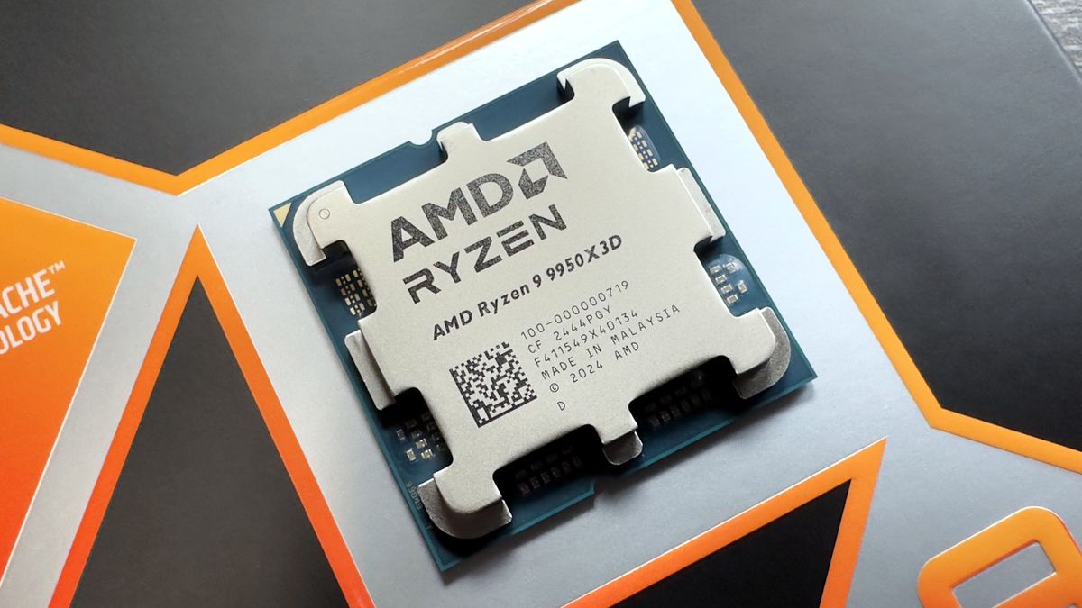 Photo of an AMD Ryzen 9 9950X3D processor