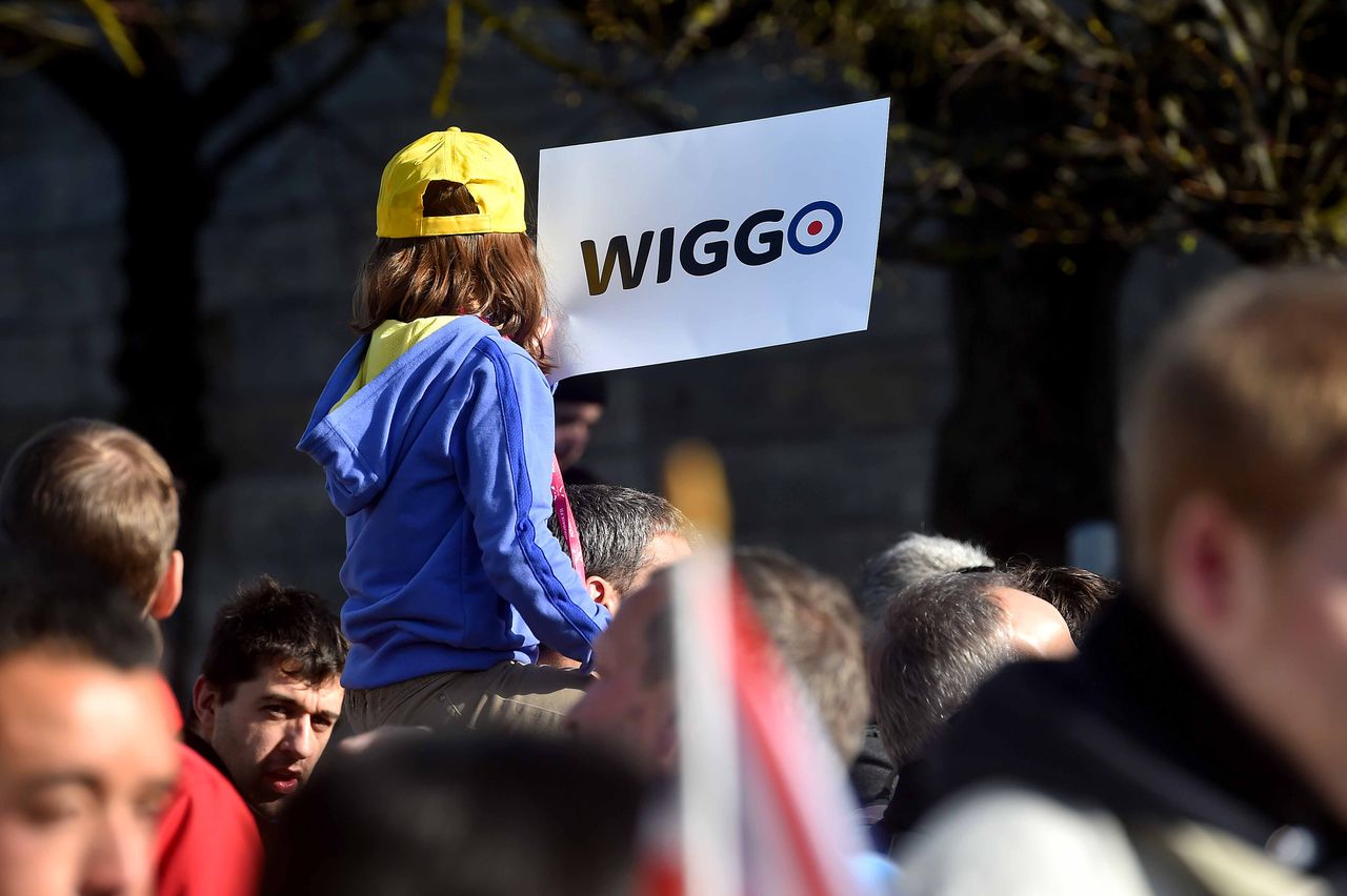 Team Sky had special signs for fans wishing to cheer on Bradley Wiggins