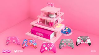 The Xbox and Barbie The Movie collaboration, with Barbie Dreamhouse console and changeable controller faceplates.