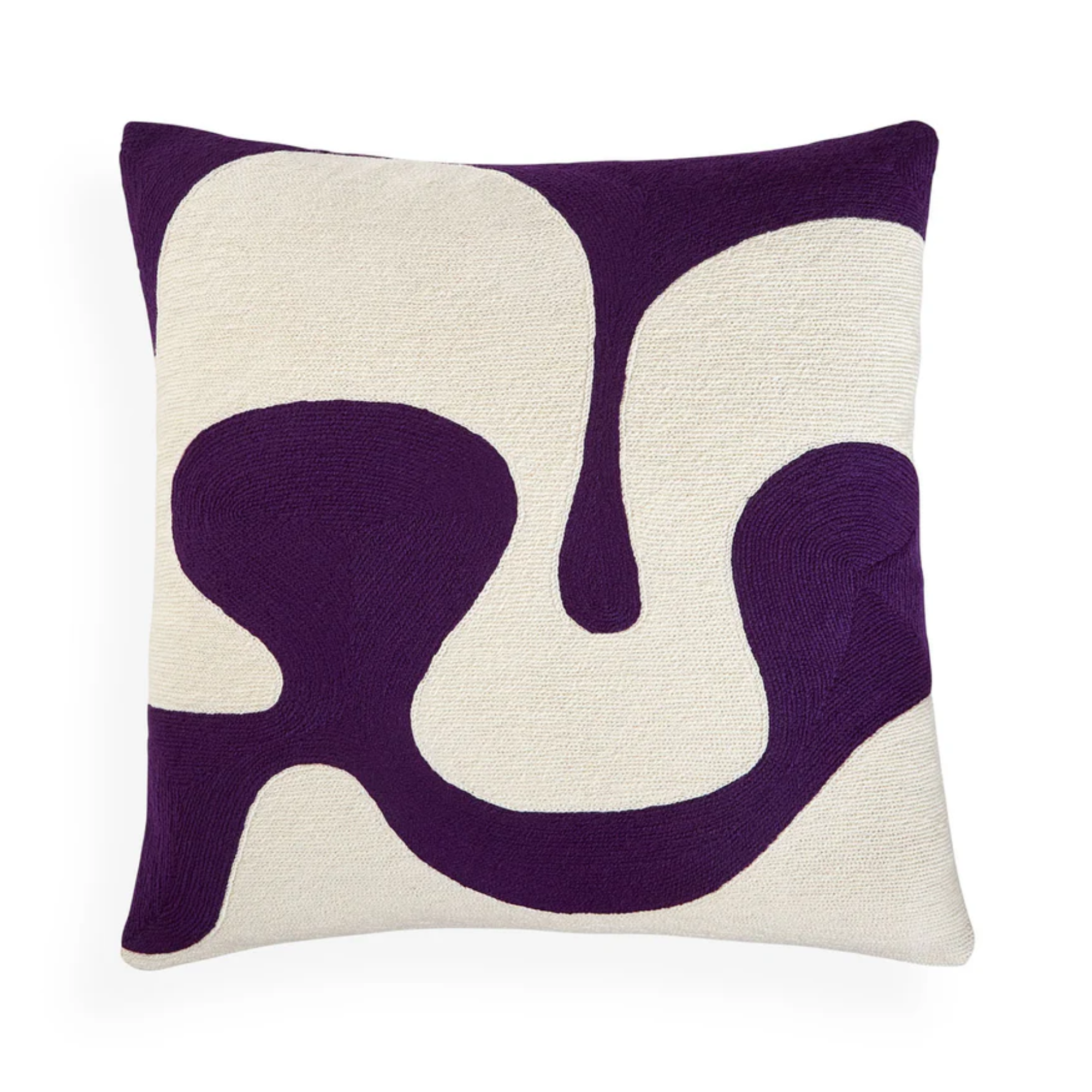 pillow with undulating purple and white pattern