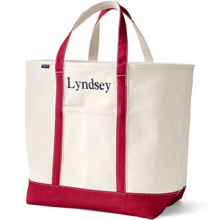 Land's End Extra Large Natural 5 Pocket Open Top Canvas Tote Bag