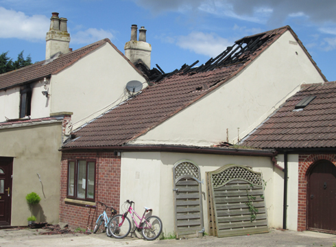The interior and the roof were badly damaged