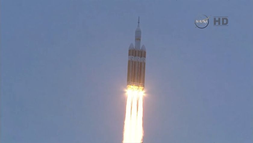 NASA&#039;s Orion capsule launched on its first uncrewed test flight (EFT-1 mission) from Cape Canaveral, Florida, on Dec. 5, 2014.