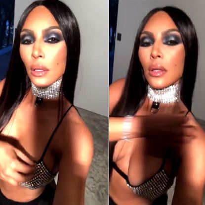 Kim Kardashian Dressed as Aaliyah for Halloween - Kim Kardashian Aaliyah  Costume Backlash
