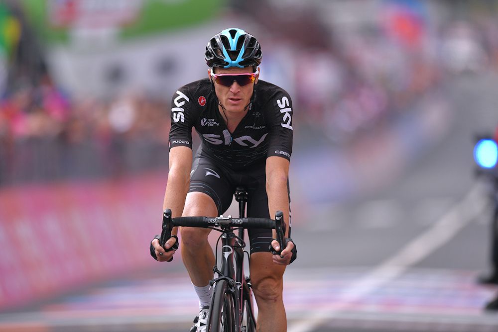 Salvatore Puccio finishes stage 17 at the Giro d'Italia