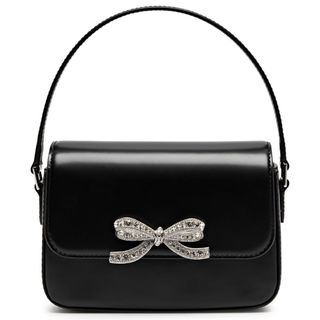 Self Portrait Micro bow glossed leather top handle bag