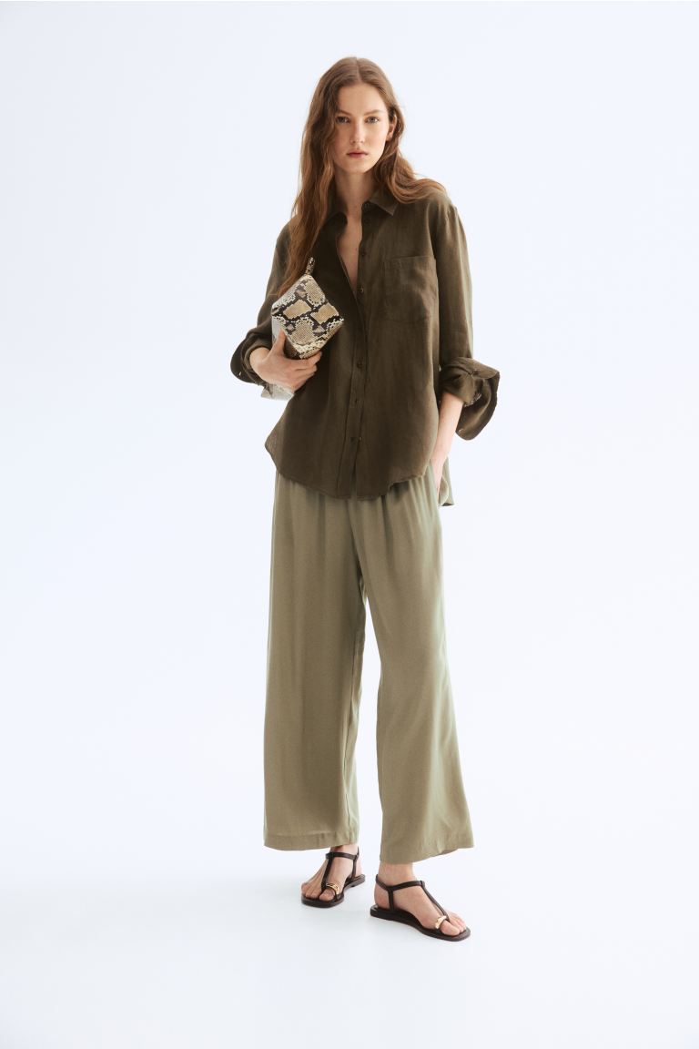 Cropped Pull-On Trousers