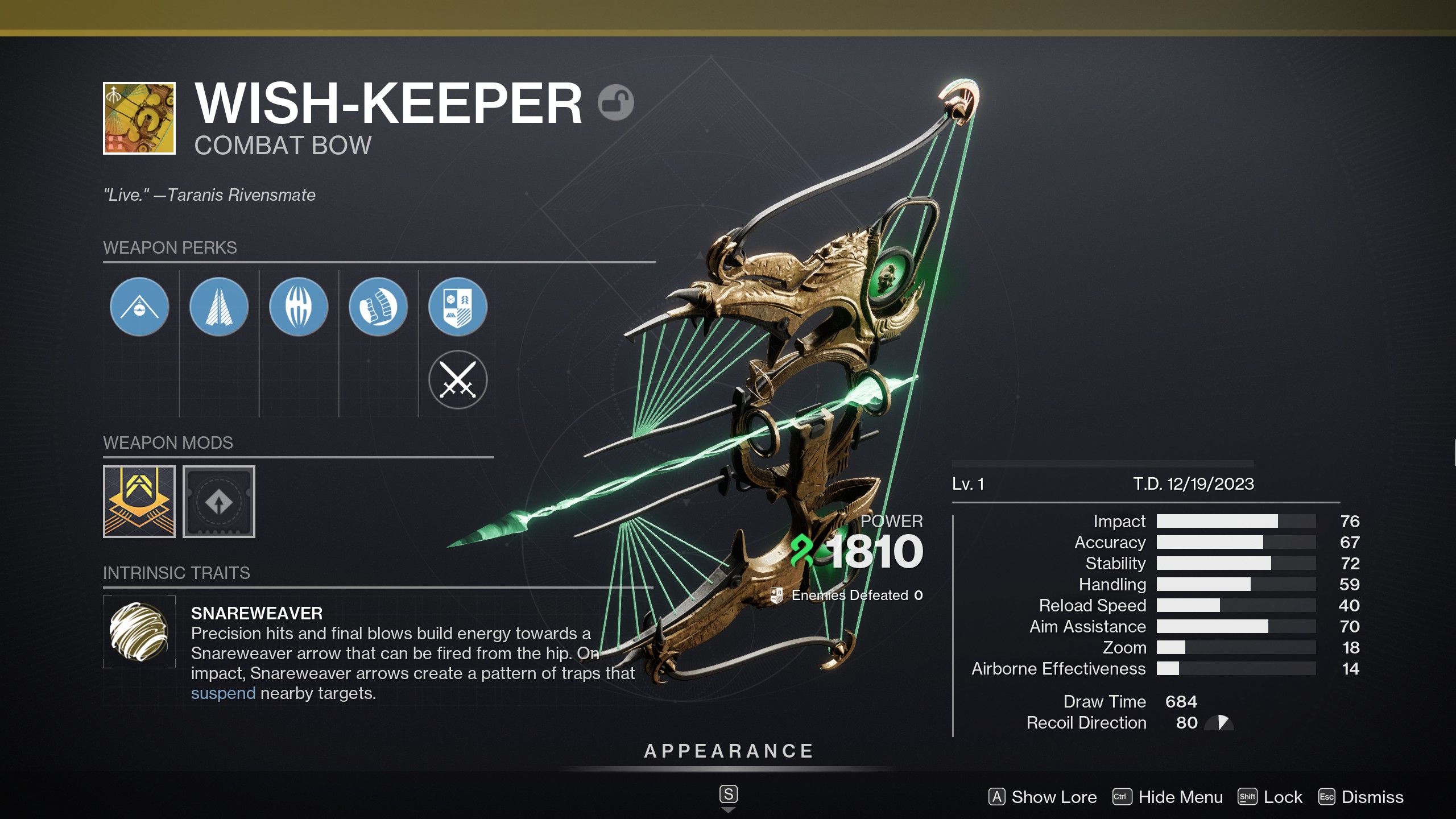 Destiny 2 Wish-Keeper in inventory