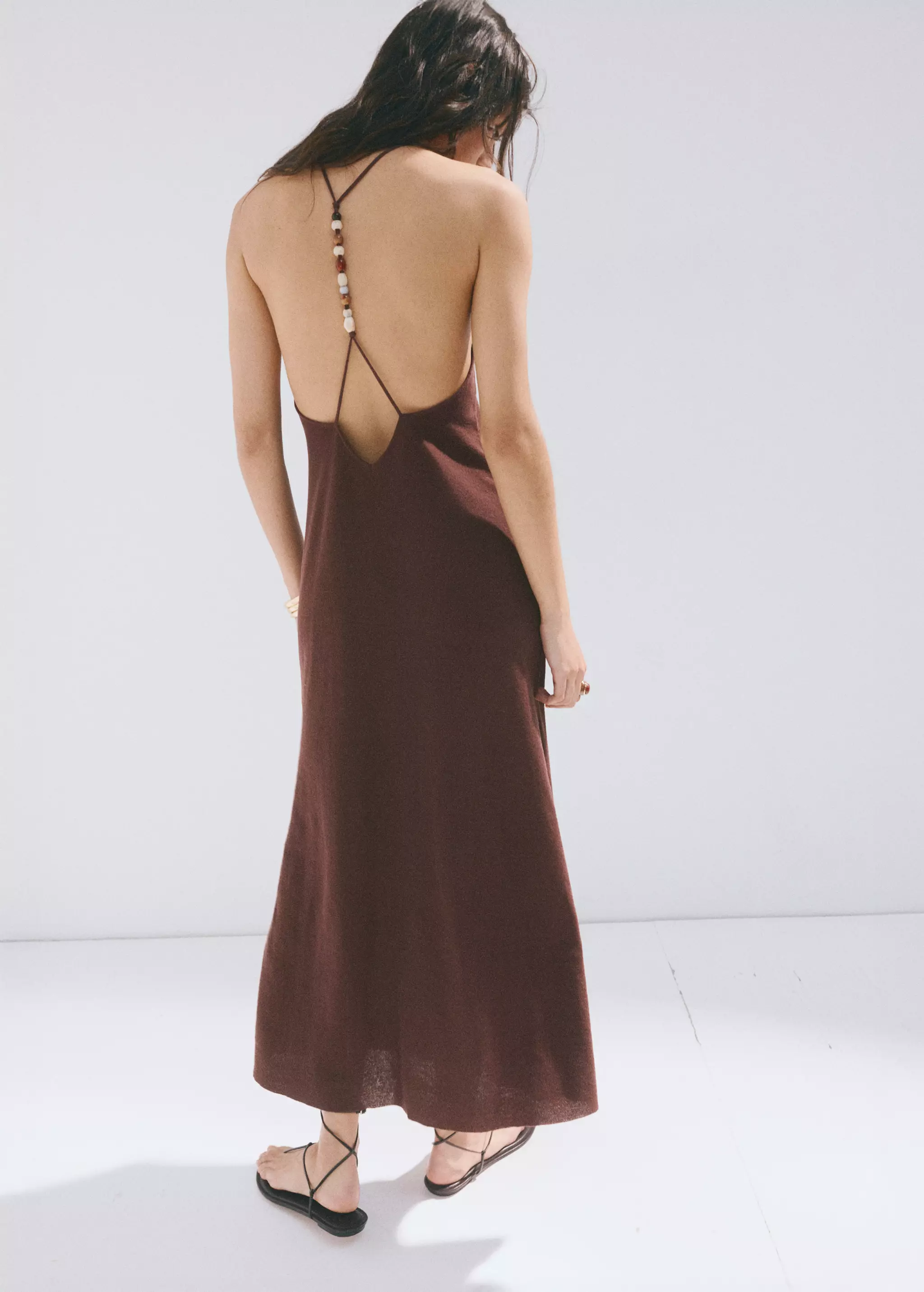 Knitted V-Neck Dress With Bead Embellishments - Women | Mango United Kingdom