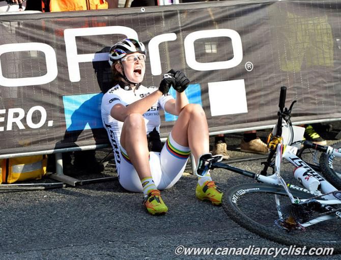 Alexandra Engen (Ghost Factory Racing Team) collapsed after her chase from last to second