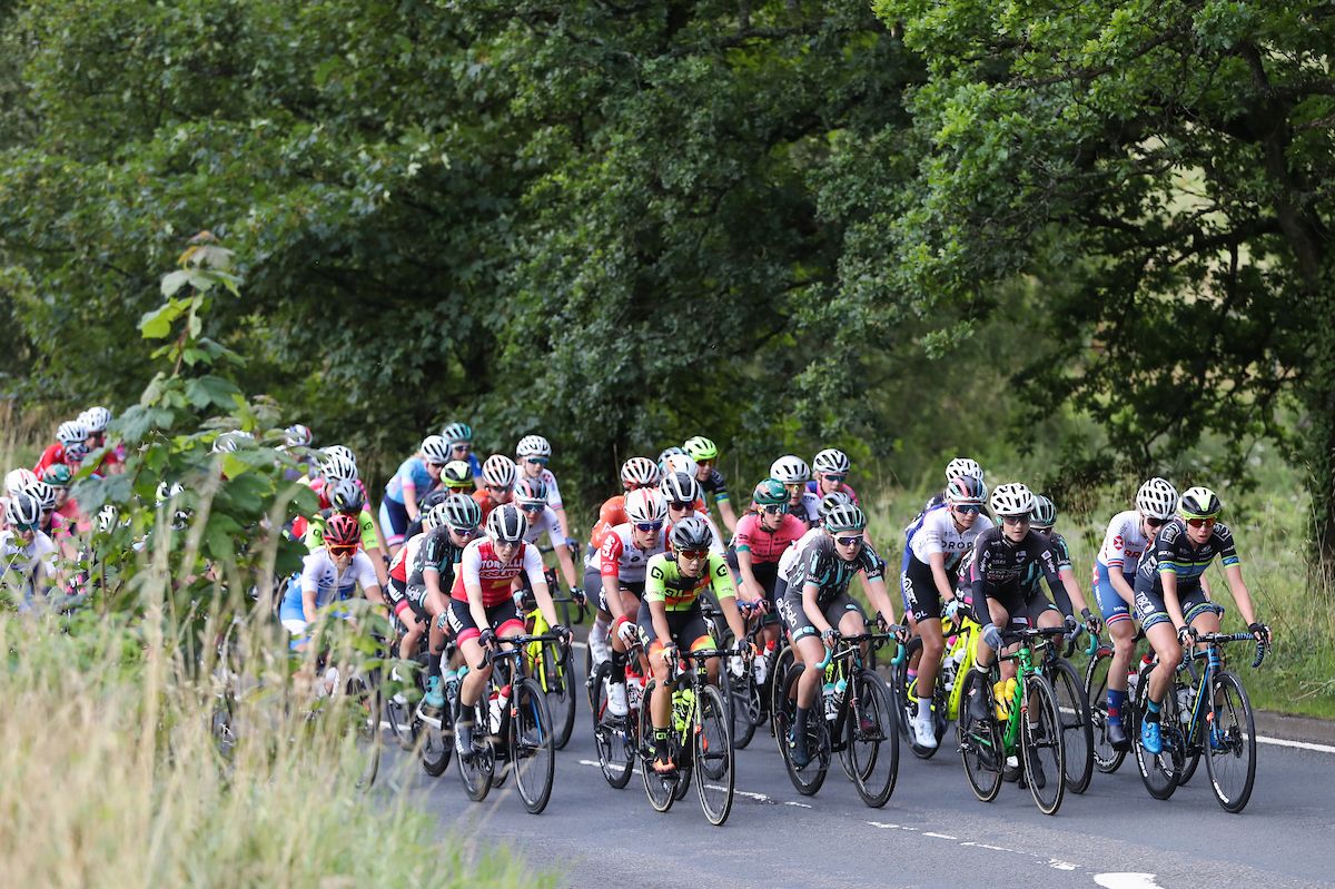 The peloton in action.