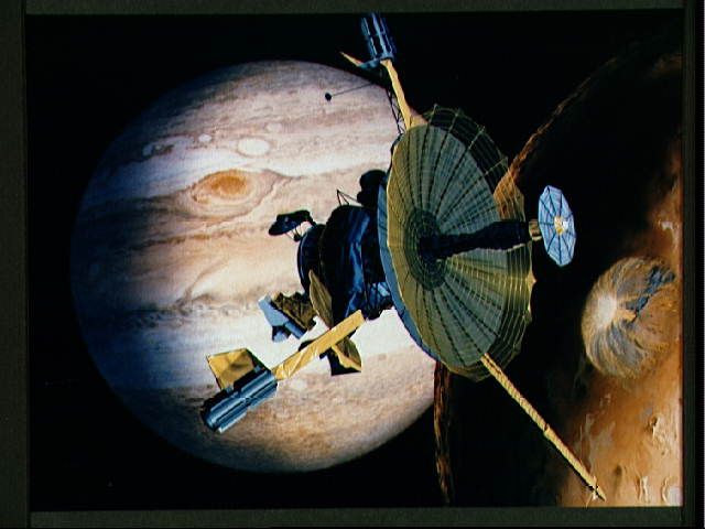An artist's conception of the Galileo spacecraft, which was launched in 1989 for a mission to Jupiter.