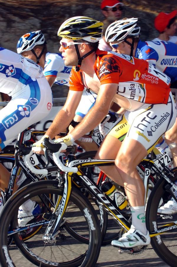 Mark Cavendish (HTC-Columbia) suffered on the day's first climb.