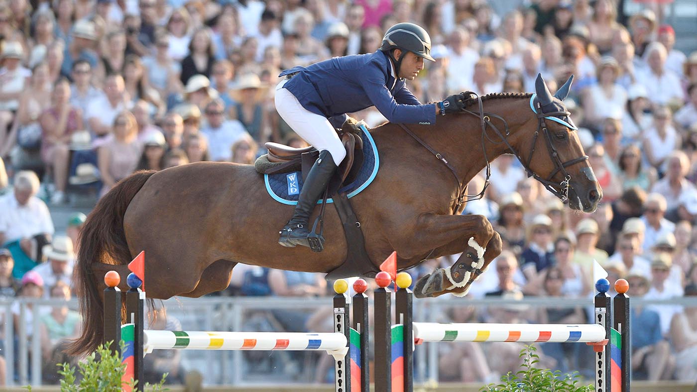 Sameh El Dahan riding Suma&amp;rsquo;s Zorro in Paris, in 2018.