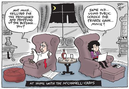 Political Cartoon U.S. Mitch McConnell Elaine Chao Public Service Corruption