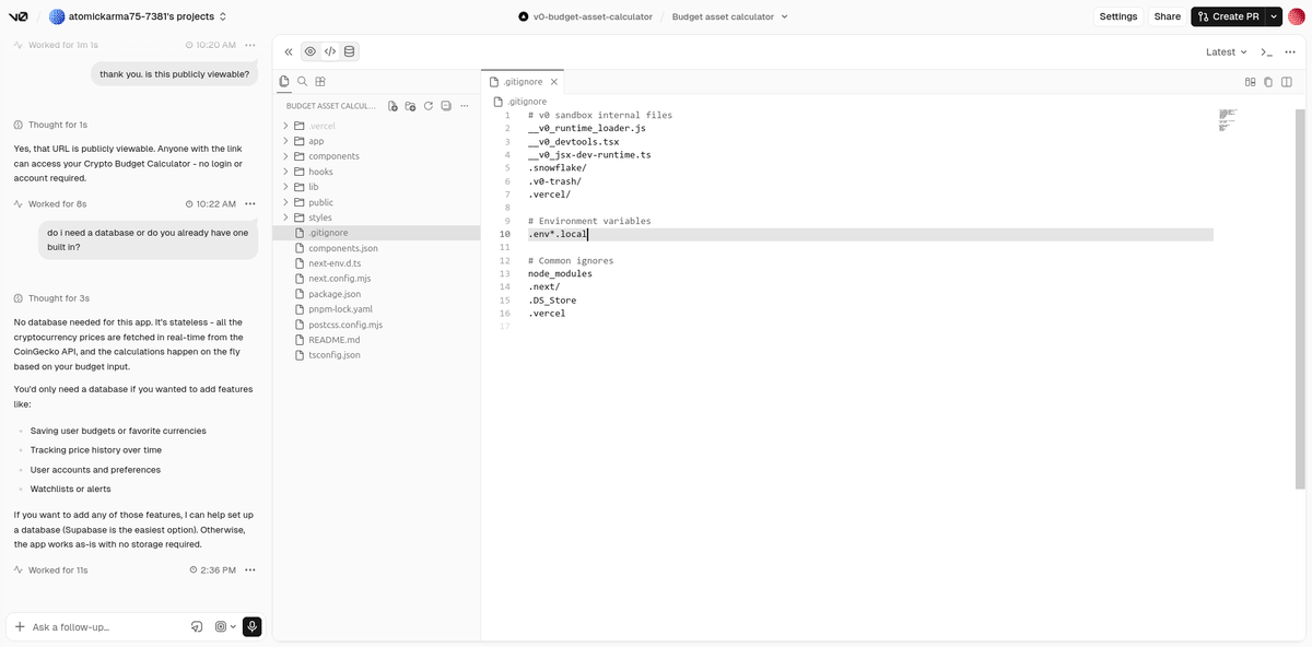 Live debugging and tweaking of generated code in v0