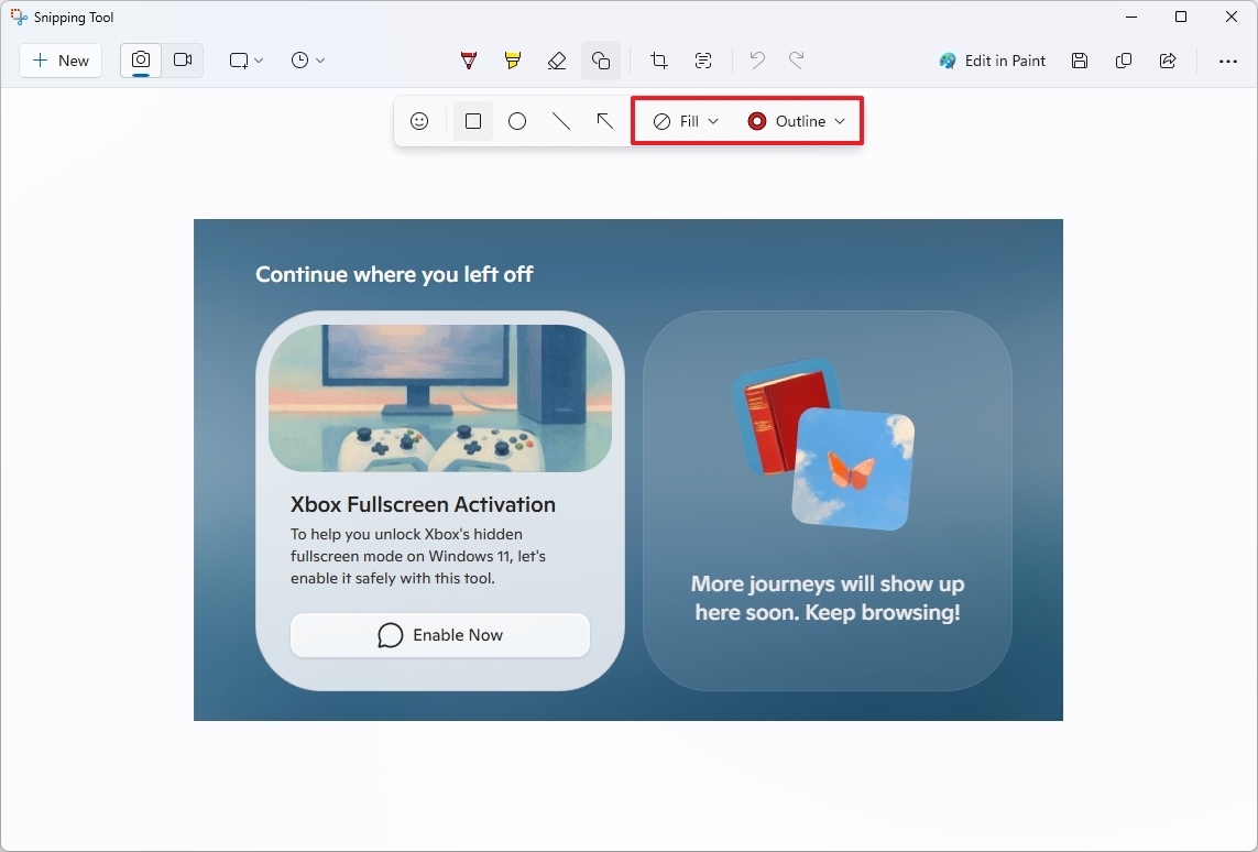 Snipping Tool outline color and size