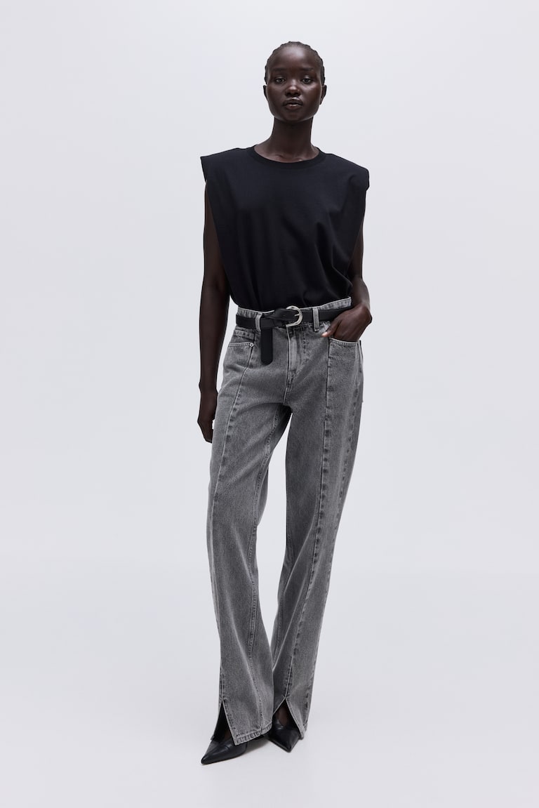 Slit-Hem Jeans