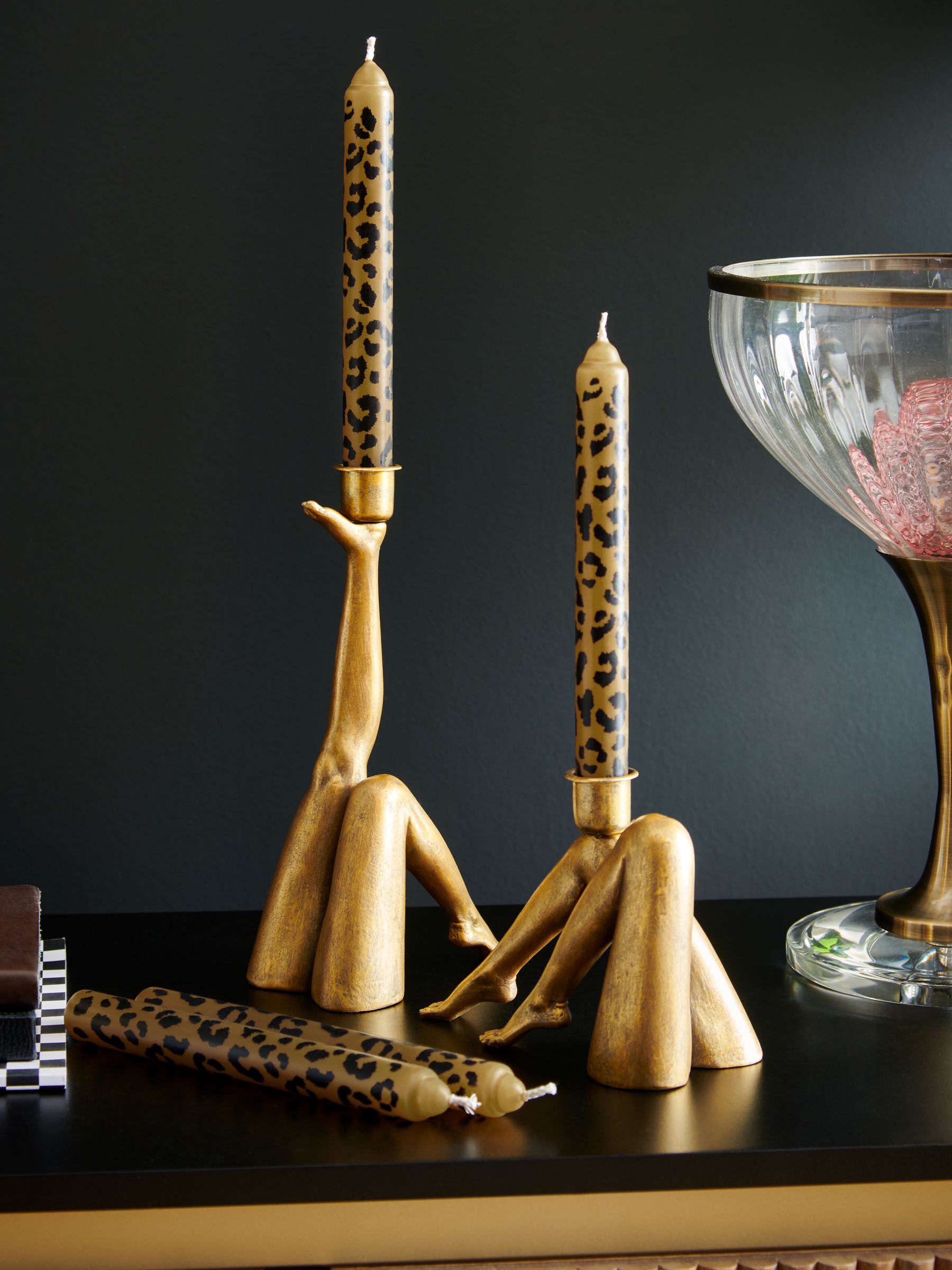 Rockett St George Set of 4 Leopard Print Dinner Candles - Size One