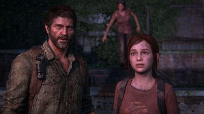 Joel and Ellie look at sunset in The Last of Us Part I