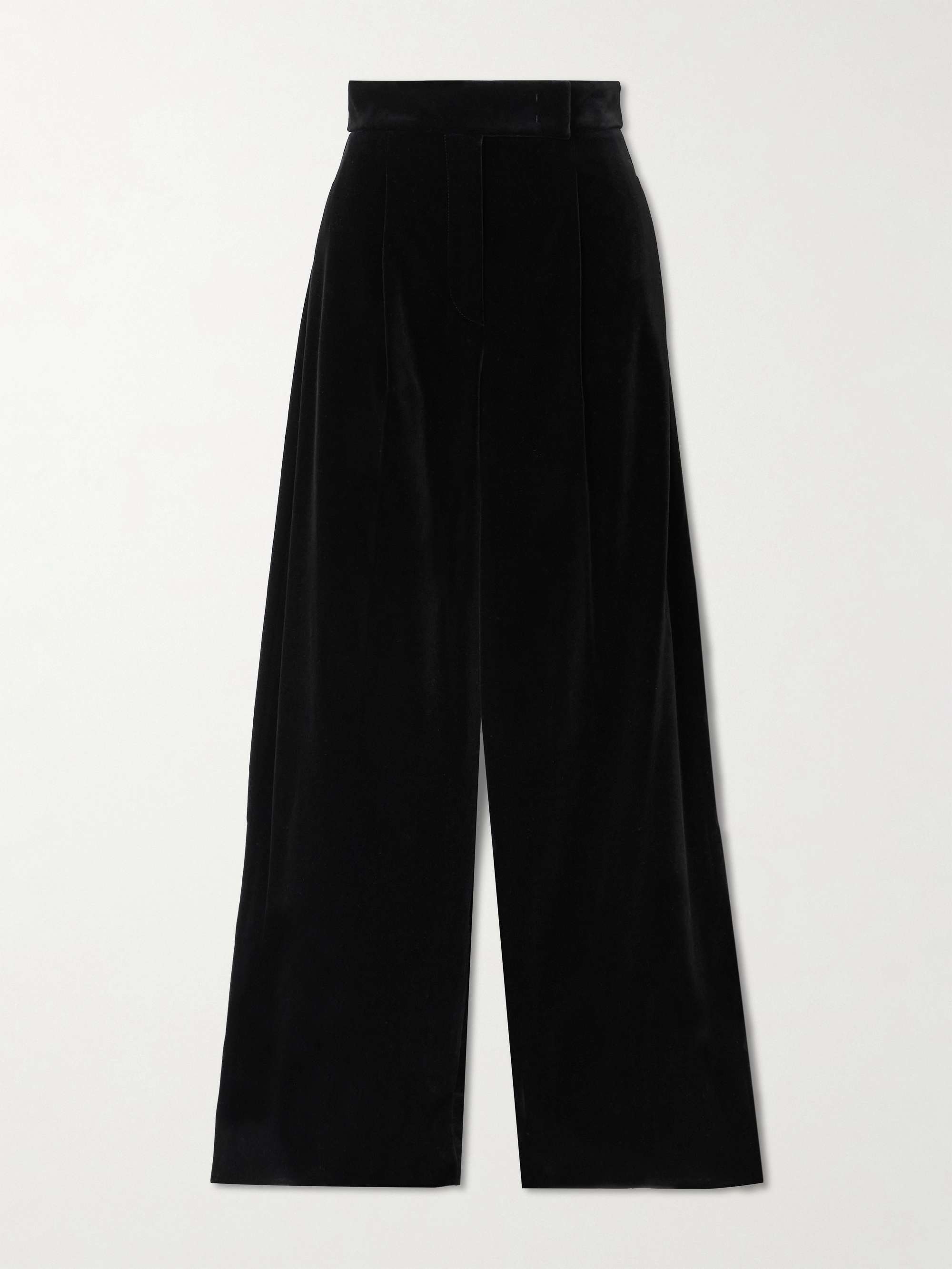 Stretch-Cotton Velvet Wide-Leg Pants