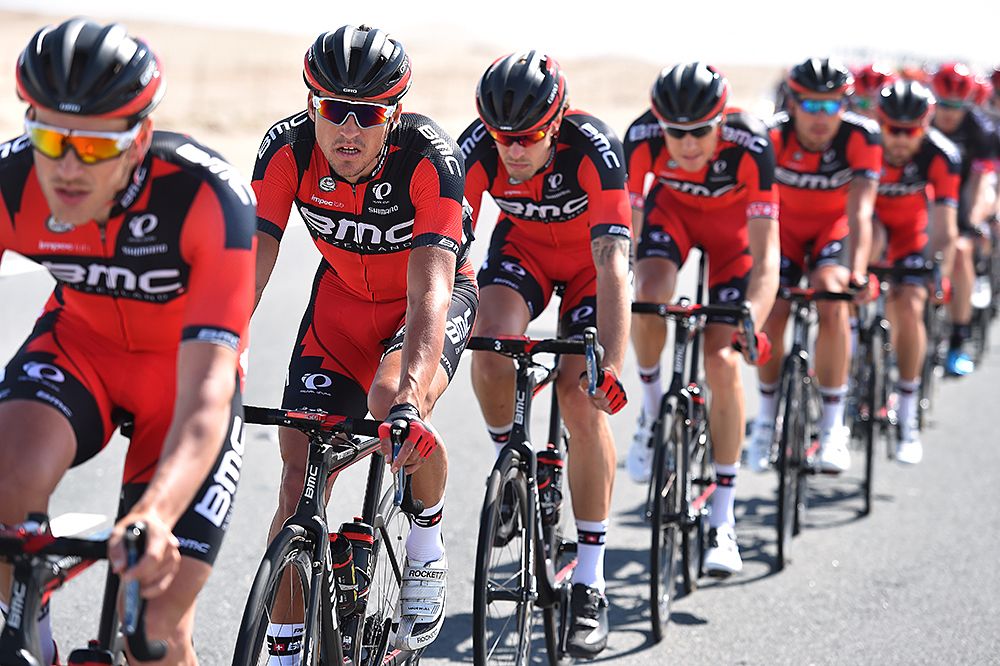 BMC Racing team line-up during stage 2 Tour of Qatar