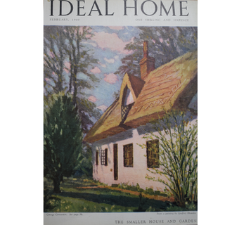 ideal home magazine with vintage white house