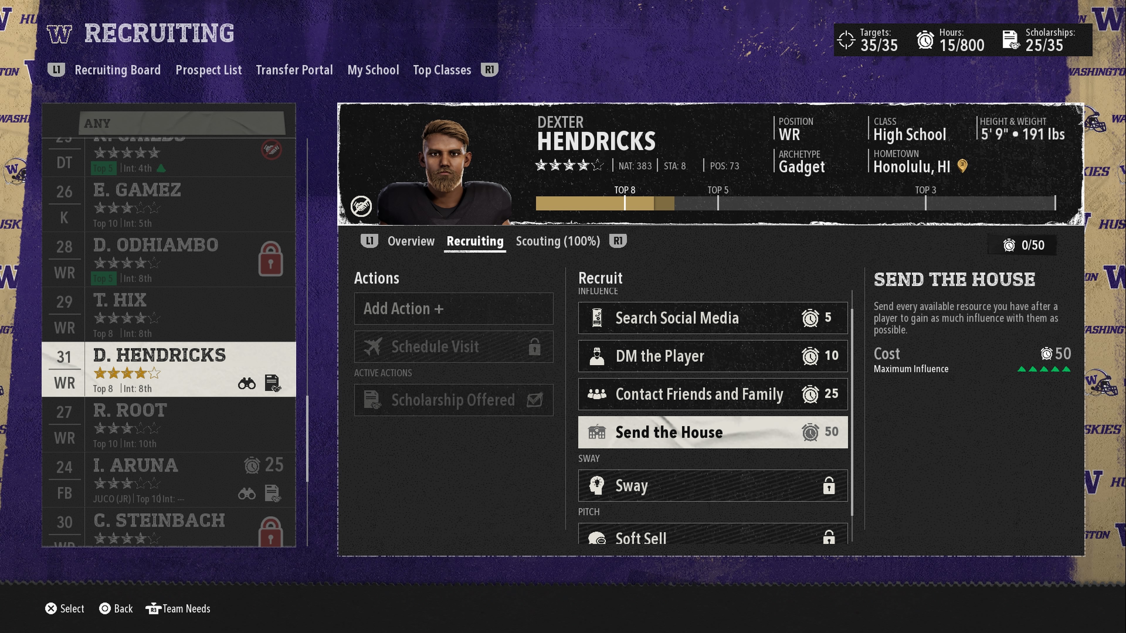 Trying to sign a 4-star wide receiver in College Football 26