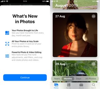 The new Photos app enables you to sort through your images by day, month or year