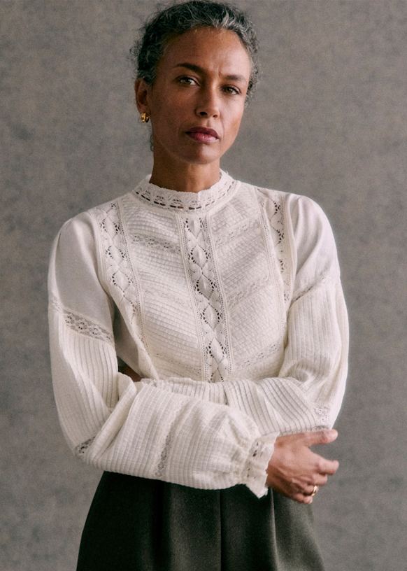 Virginie shirts - ECRU lace - Organic cotton - Organic textiles - Sezane