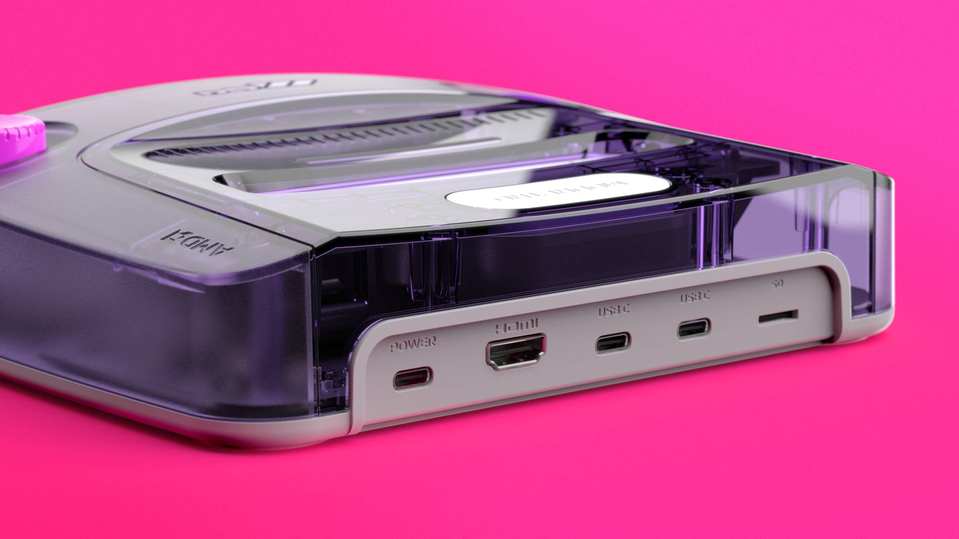 View of Modretro M64 ports at back of console.