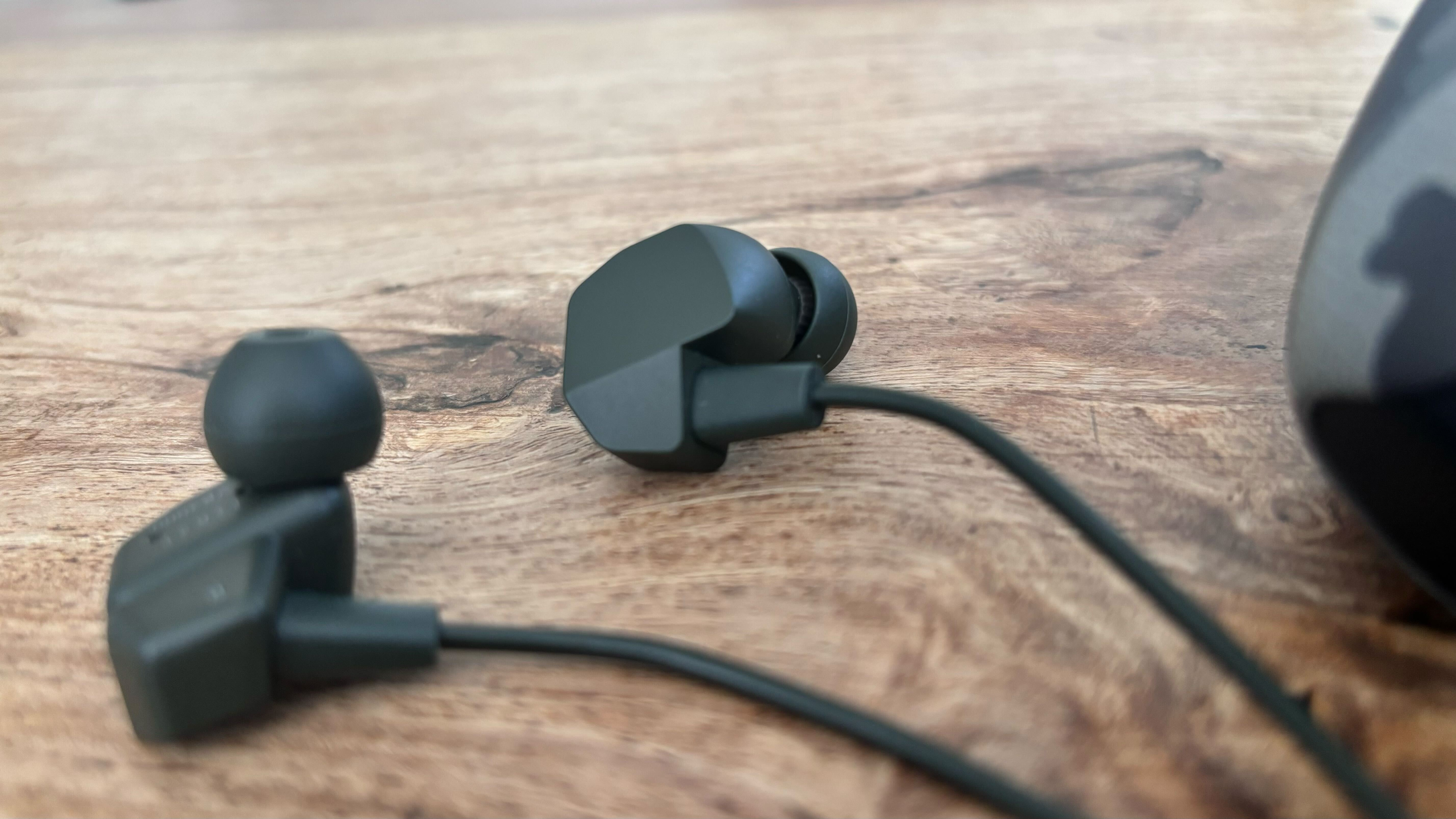 A close up shot of the Final VR2000 earbuds.