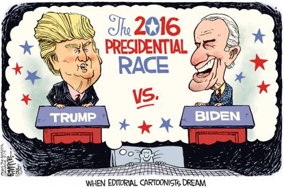 Political cartoon Trump Biden 2016