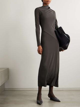 Gathered Stretch-Jersey Maxi Dress