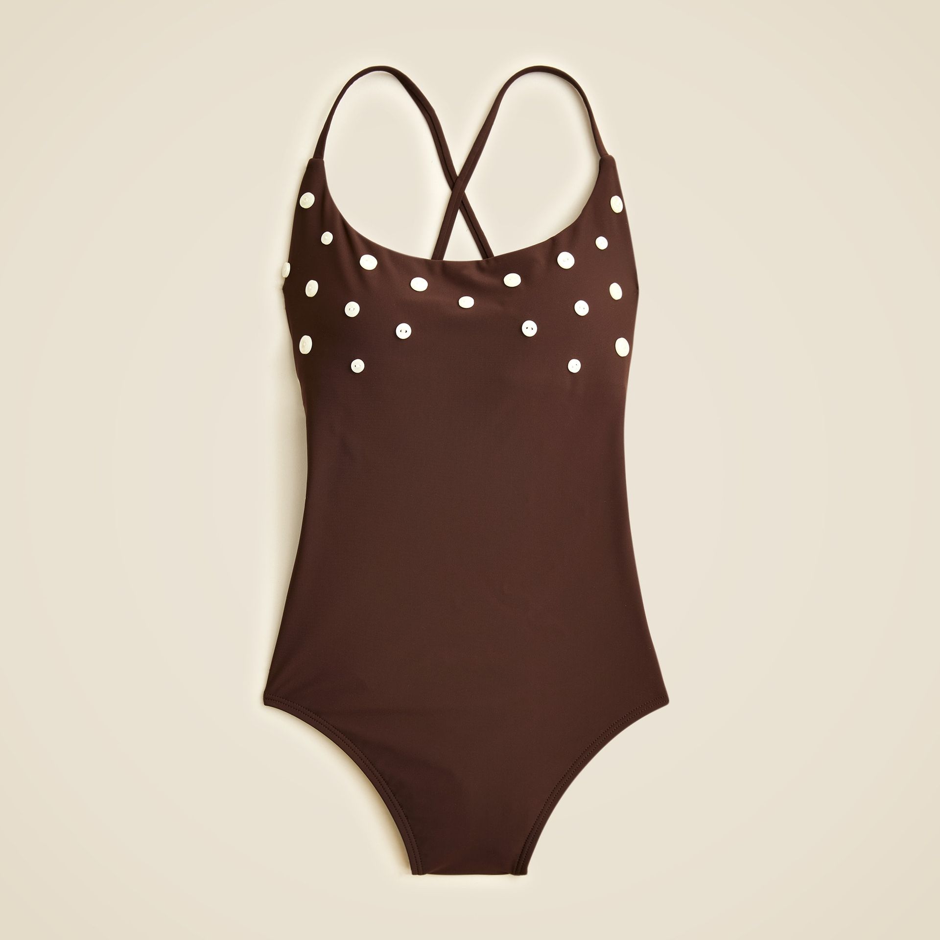Button-Trim Scoopback One-Piece Swimsuit