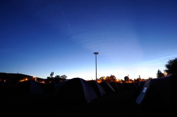 The sun sets on camp after stage 2