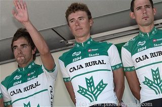 The Caja Rural team is presented to the crowd.